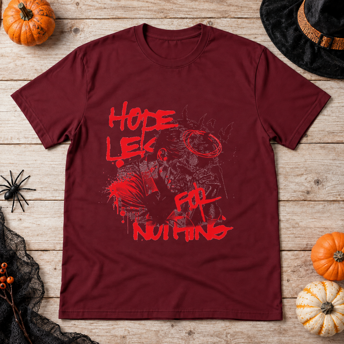Hopeless T-Shirt – Dark Editorial Graphic Design Graphic Tee - Color: maroon