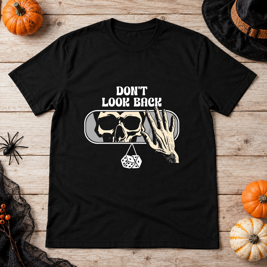 Horror Rearview T-Shirt – Classic Halloween Graphic Design Graphic Tee - Color: black