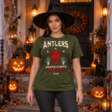 Horror Skull Drawing T-Shirt – Skull & Reaper Gothic Graphic Graphic Tee - Color: military green