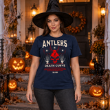 Horror Skull Drawing T-Shirt – Skull & Reaper Gothic Graphic Graphic Tee - Color: navy