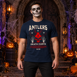 Horror Skull Drawing T-Shirt – Skull & Reaper Gothic Graphic Graphic Tee - Color: navy