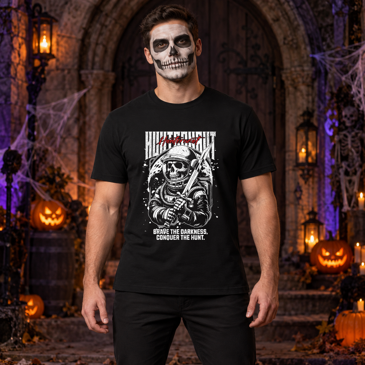 Hunternaut T-Shirt – Dark Editorial Graphic Design Graphic Tee - Color: black