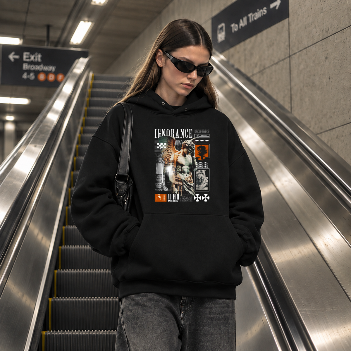 Ignorance Hoodie – Experimental Typography Graphic Hoodie - Color: black