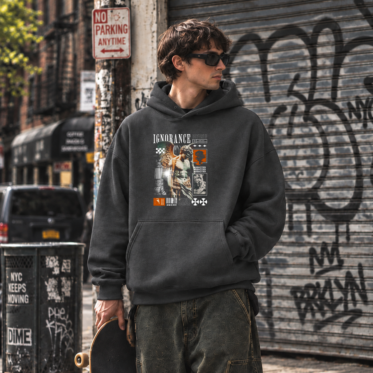 Ignorance Hoodie – Experimental Typography Graphic Hoodie - Color: dark heather