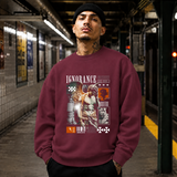 Ignorance Sweatshirt – Experimental Typography Graphic Sweatshirt - Color: maroon