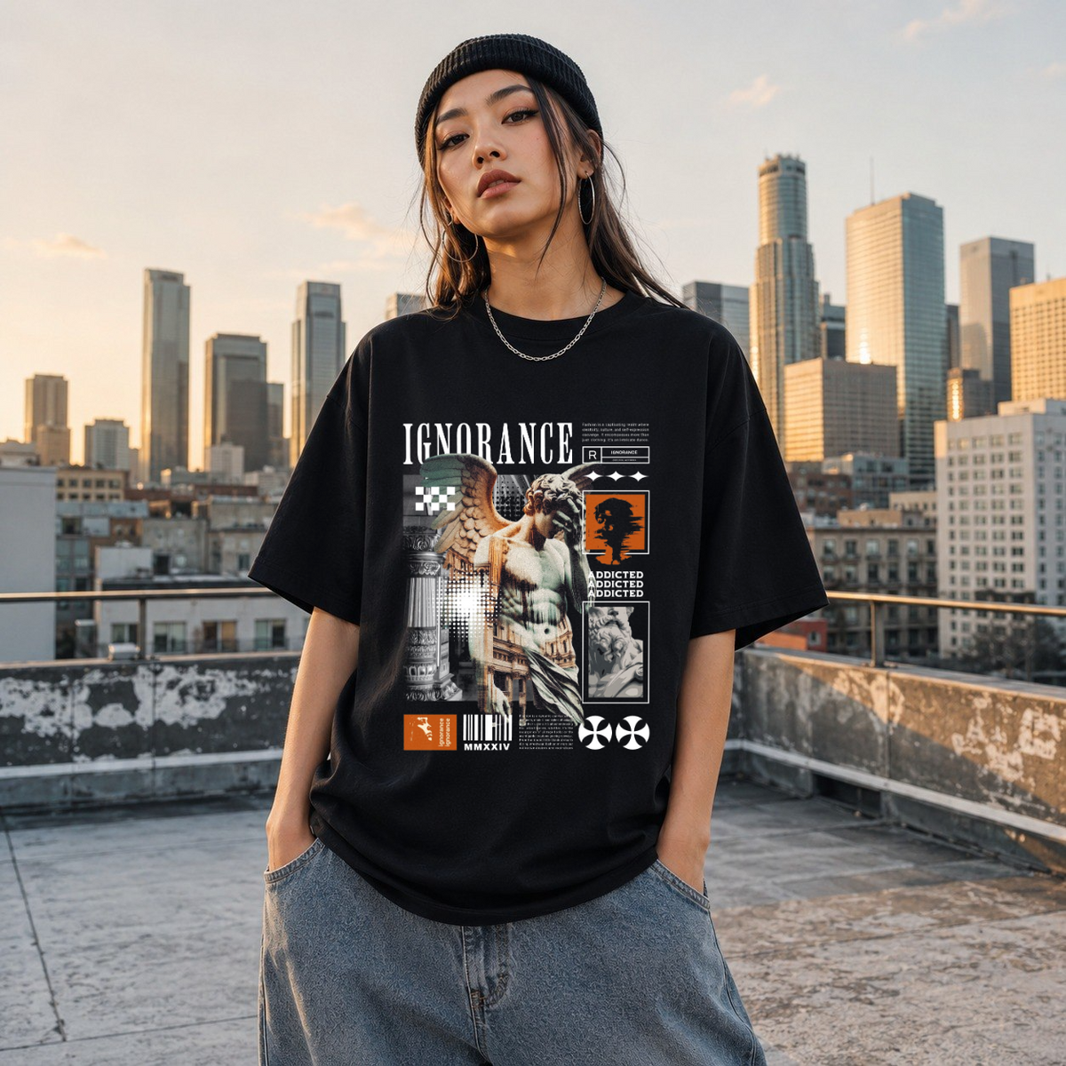 Ignorance T-Shirt – Experimental Typography Graphic Tee - Color: Black