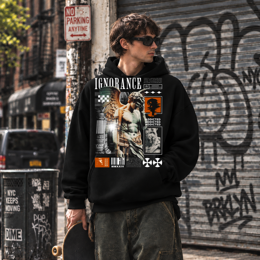 Ignorance T-Shirt – Experimental Typography Graphic Tee - Color: black