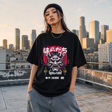 Ignorant and Anger Oni Mask T-Shirt – Gothic Streetwear Poster Graphic Tee - Color: Black