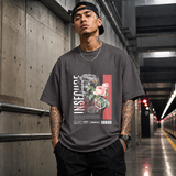 Insecure Floral Statue T-Shirt – Religious Imagery Collage Graphic Tee - Color: Charcoal