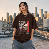 Insecure Floral Statue T-Shirt – Religious Imagery Collage Graphic Tee - Color: Dark Chocolate