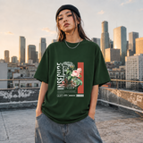 Insecure Floral Statue T-Shirt – Religious Imagery Collage Graphic Tee - Color: Forest Green