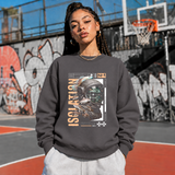 Isolation Area Astronaut Sweatshirt – Experimental Typography Graphic Sweatshirt - Color: charcoal