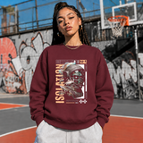 Isolation Area Astronaut Sweatshirt – Experimental Typography Graphic Sweatshirt - Color: maroon