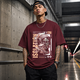 Isolation Area Astronaut T-Shirt – Experimental Typography Graphic Tee - Color: Maroon