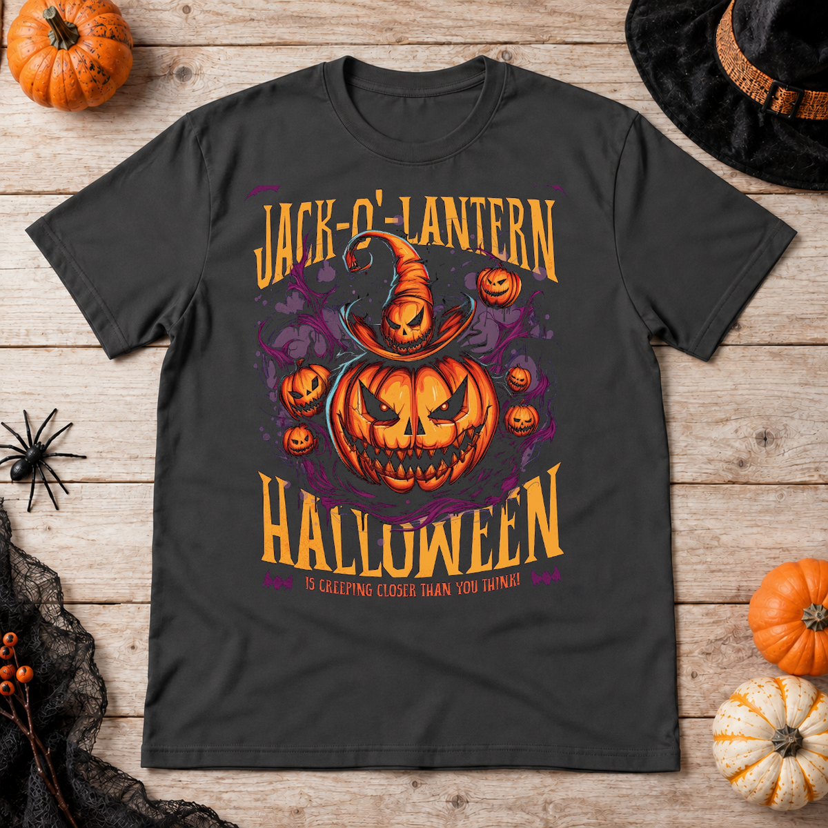 Jack O Lantern Quote Funny Halloween T-Shirt – Funny Halloween Streetwear Graphic Graphic Tee - Color: charcoal