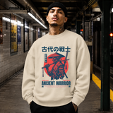 Japan Samurai Ancient Warrior Robot Anime Sweatshirt – Gothic Streetwear Poster Graphic Sweatshirt - Color: sand