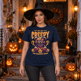 Let's Get Creepy T-Shirt – Classic Halloween Graphic Design Graphic Tee - Color: navy