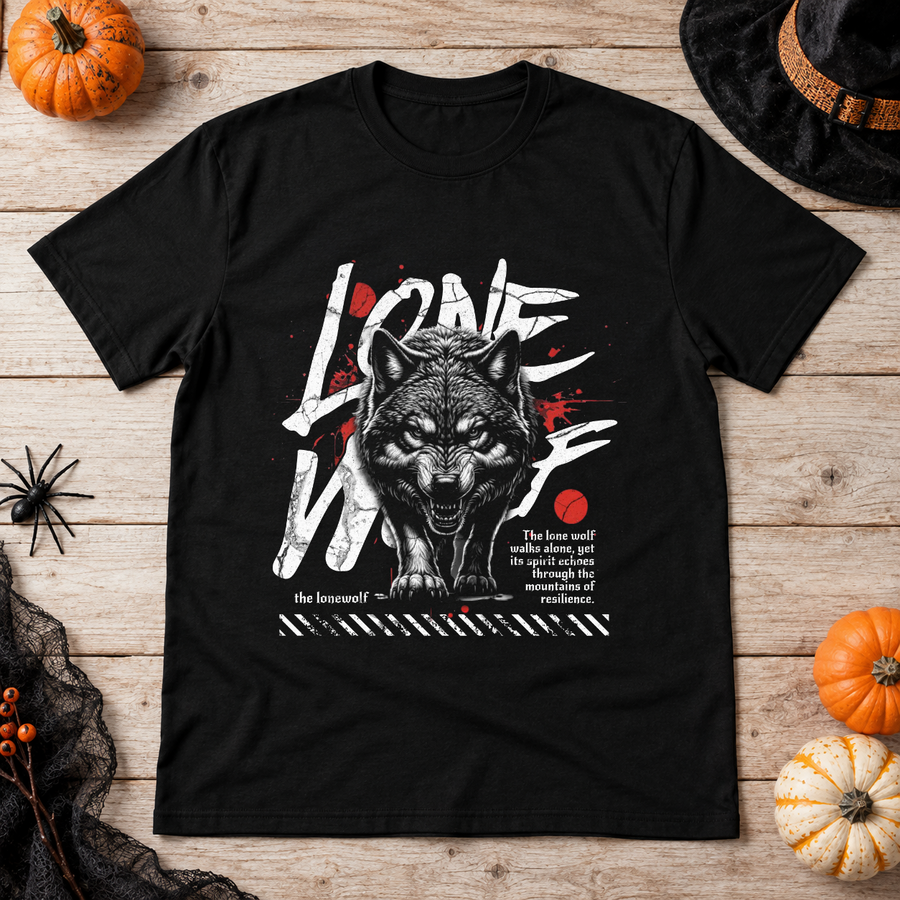 Lone Wolf T-Shirt – Animal Streetwear Graphic Graphic Tee - Color: black