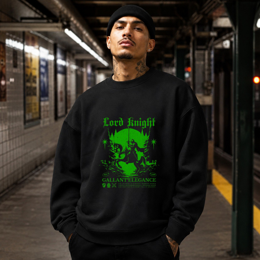 Lord Knight Gallant Elegance T-Shirt – Gothic Streetwear Poster Graphic Tee - Color: black