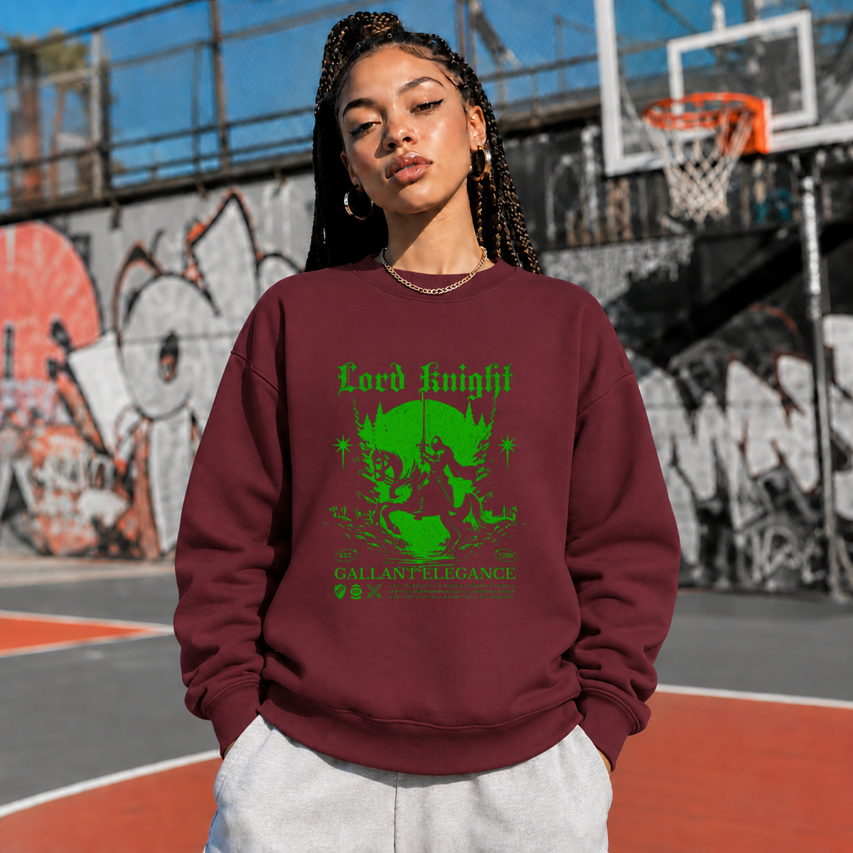 Lord Knight Gallant Elegance T-Shirt – Gothic Streetwear Poster Graphic Tee - Color: maroon