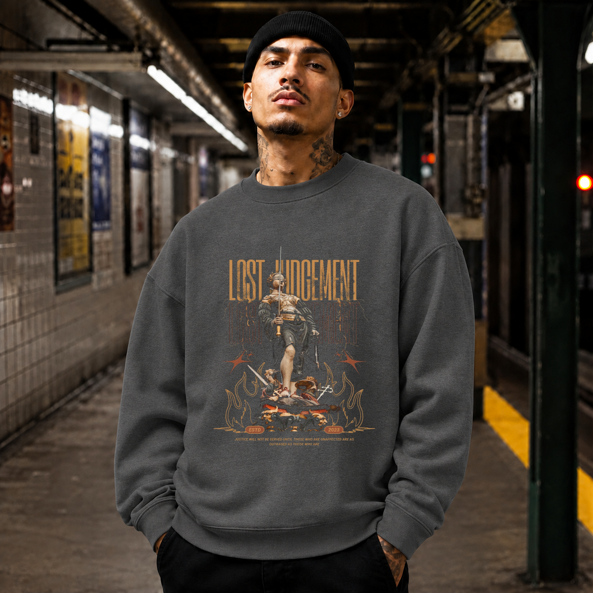 Lost Judgement Warrior T-Shirt – Dark Editorial / Gothic Streetwear Tee - Color: dark heather