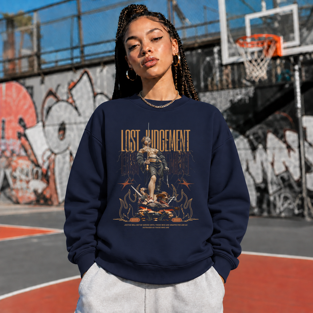 Lost Judgement Warrior T-Shirt – Dark Editorial / Gothic Streetwear Tee - Color: navy