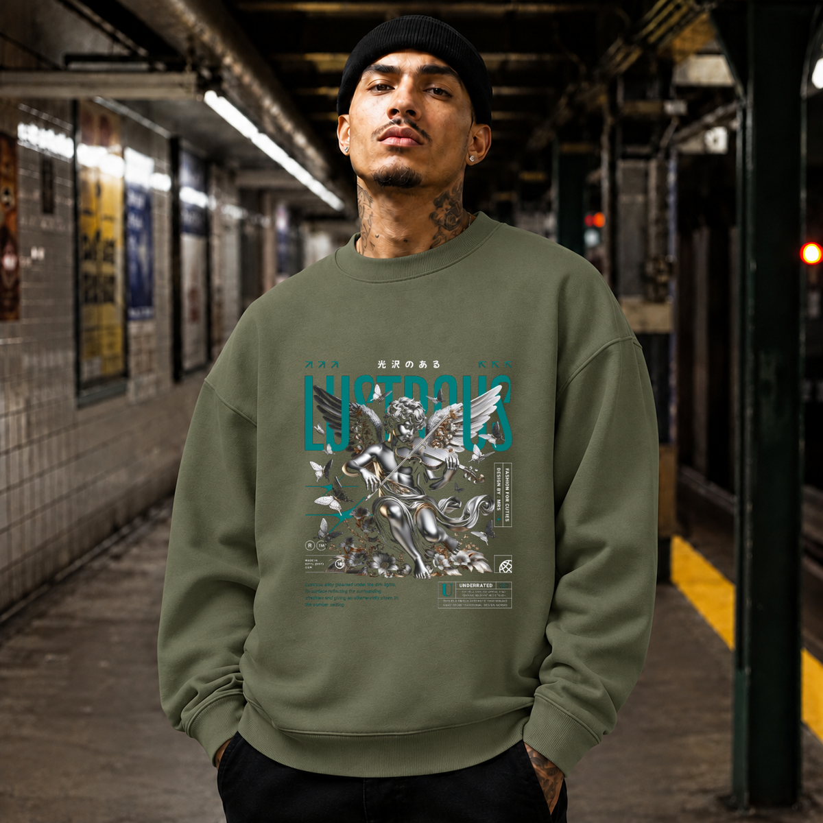 Lustrous Alloy Statue T-Shirt – Dark Art / Renaissance Aesthetic Graphic Tee - Color: military green