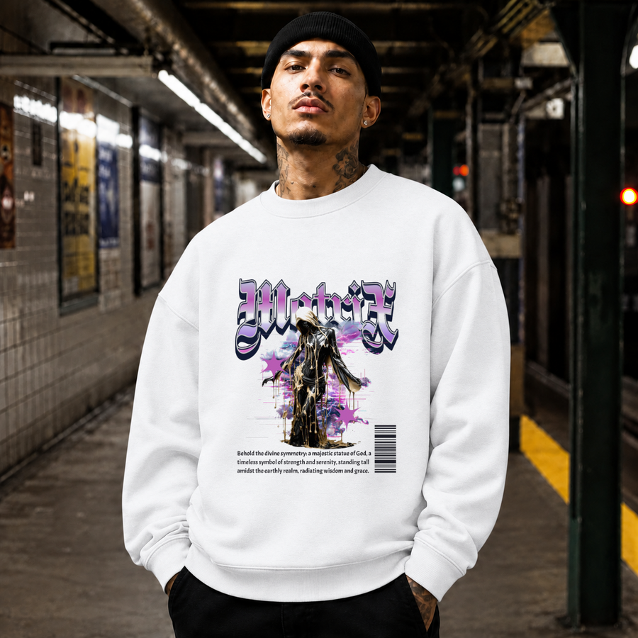 Matrix Statue Divine Symmetry T-Shirt – Vintage Y2K / Acid Graphic Streetwear Tee - Color: ash
