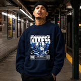 Mechanical Divinity Goddess Sweatshirt – Contemporary Gothic Graphic Design Sweatshirt - Color: navy