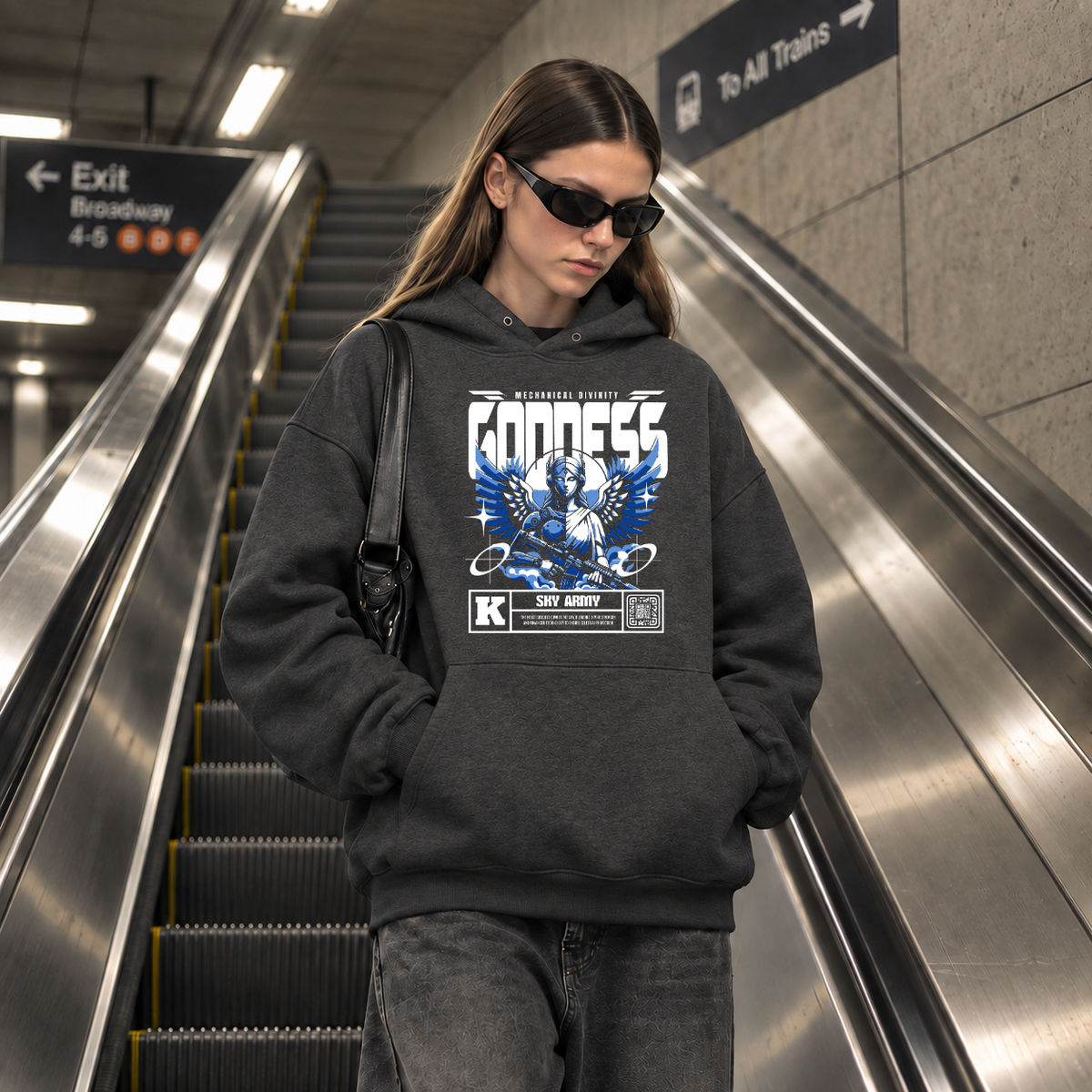 Mechanical Divinity Goddess T-Shirt – Contemporary Gothic Graphic Design Tee - Color: dark heather