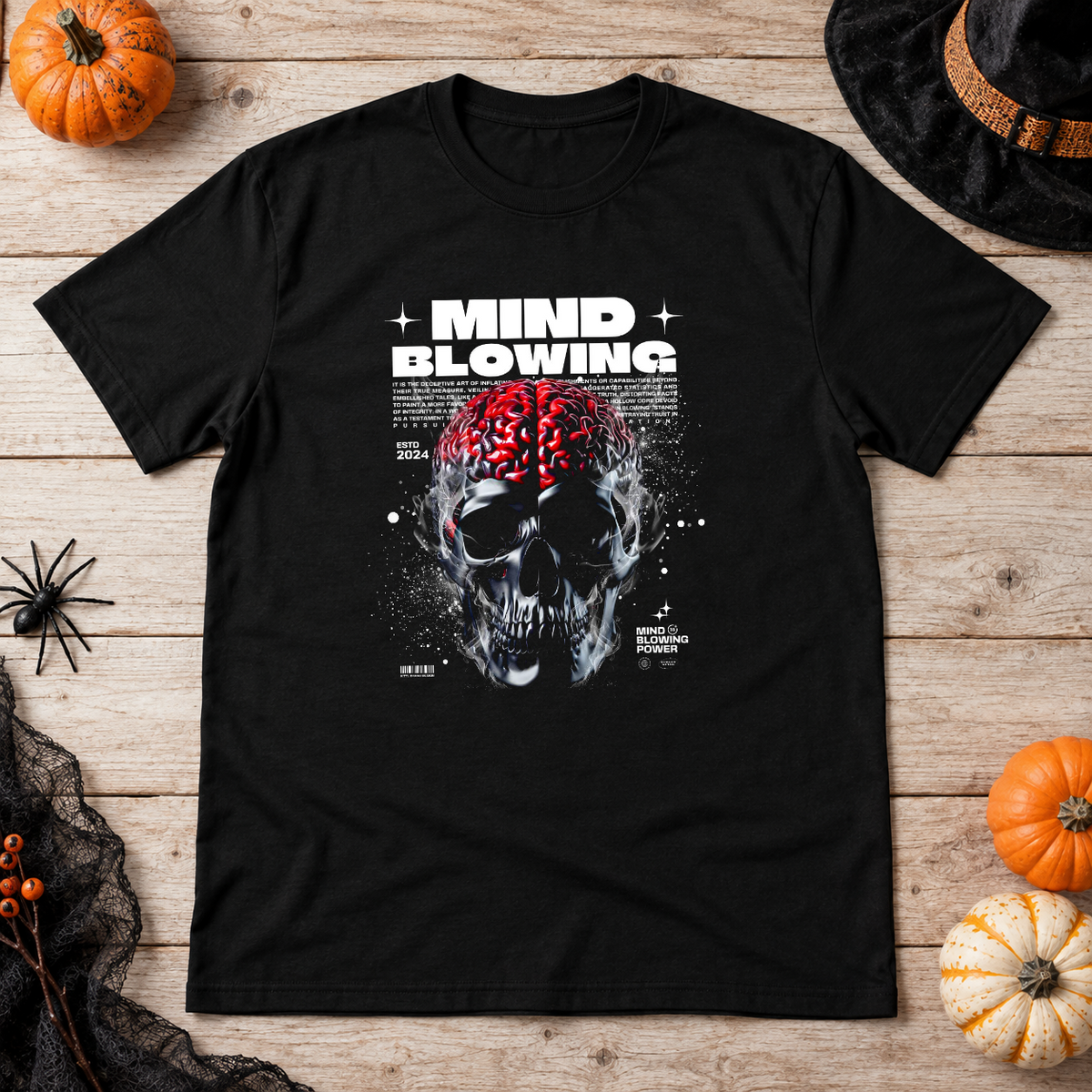 Mind Blowing T-Shirt – Dark Editorial Graphic Design Graphic Tee - Color: black