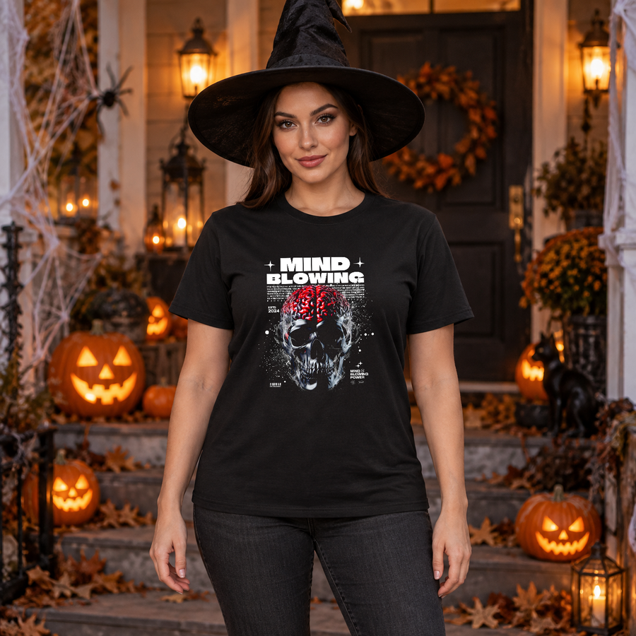 Mind Blowing T-Shirt – Dark Editorial Graphic Design Graphic Tee - Color: black