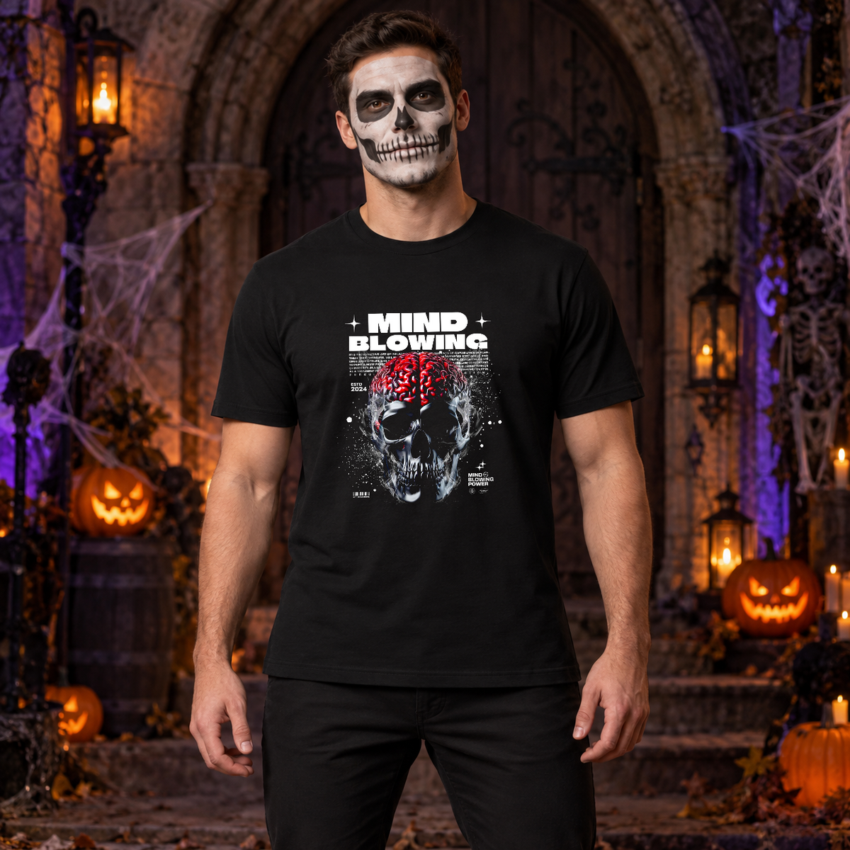 Mind Blowing T-Shirt – Dark Editorial Graphic Design Graphic Tee - Color: black