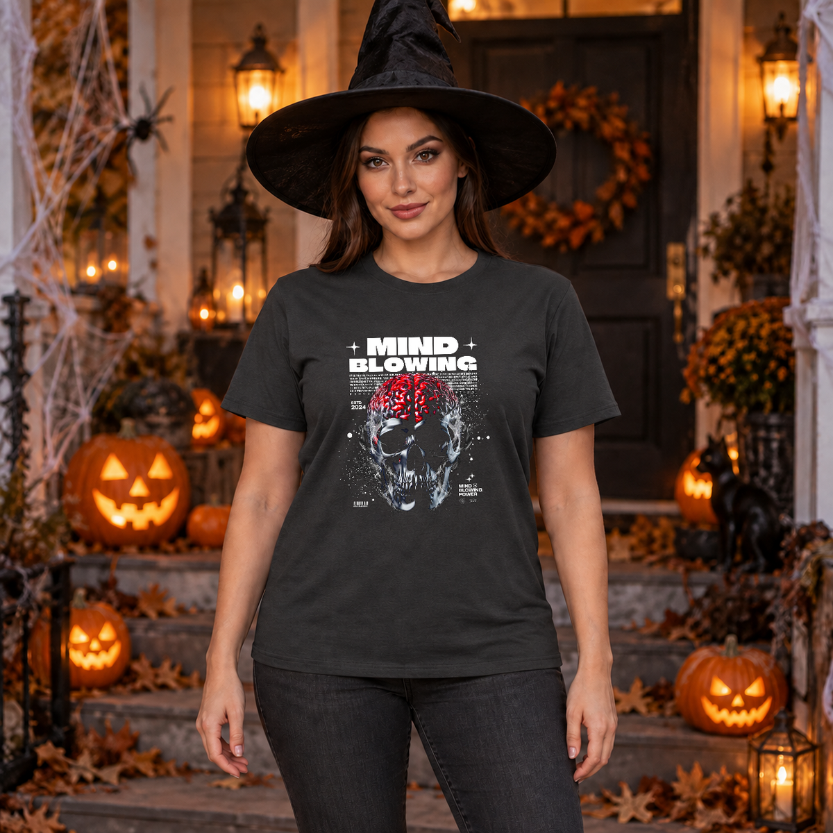Mind Blowing T-Shirt – Dark Editorial Graphic Design Graphic Tee - Color: charcoal