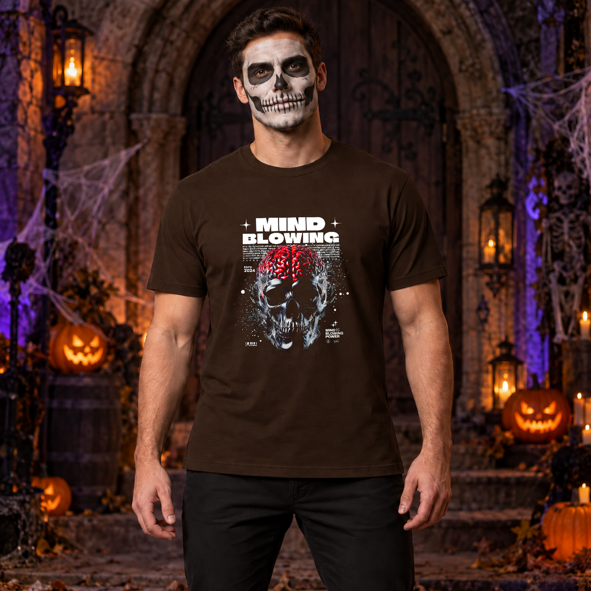 Mind Blowing T-Shirt – Dark Editorial Graphic Design Graphic Tee - Color: chocolate