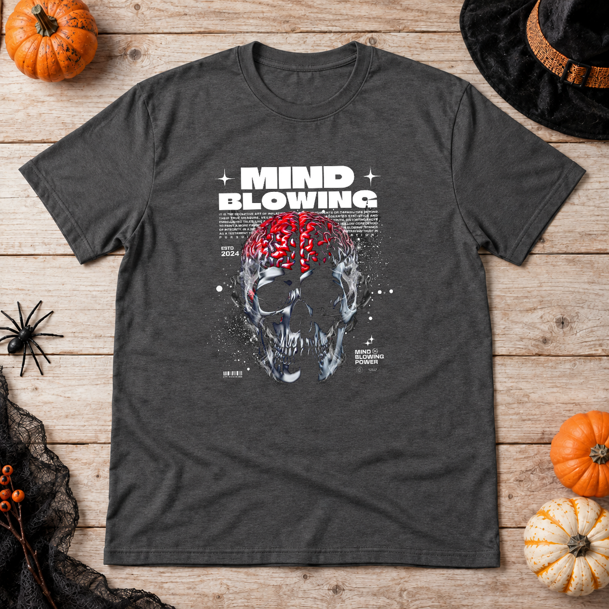 Mind Blowing T-Shirt – Dark Editorial Graphic Design Graphic Tee - Color: dark heather