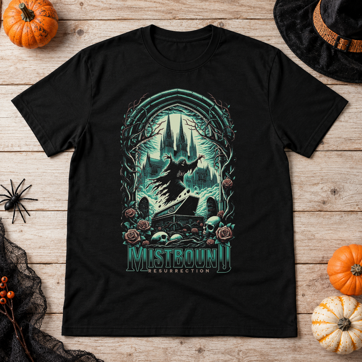 Mistbound Resurrection T-Shirt – Dark Editorial Graphic Design Graphic Tee - Color: black