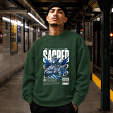 Monument Mecha Sacred Angel T-Shirt – Contemporary Gothic Graphic Design Tee - Color: forest green