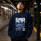 Monument Mecha Sacred Angel T-Shirt – Contemporary Gothic Graphic Design Tee - Color: navy