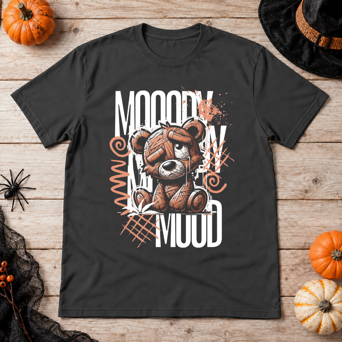 Mooody Mood T-Shirt – Dark Editorial Graphic Design Graphic Tee - Color: charcoal