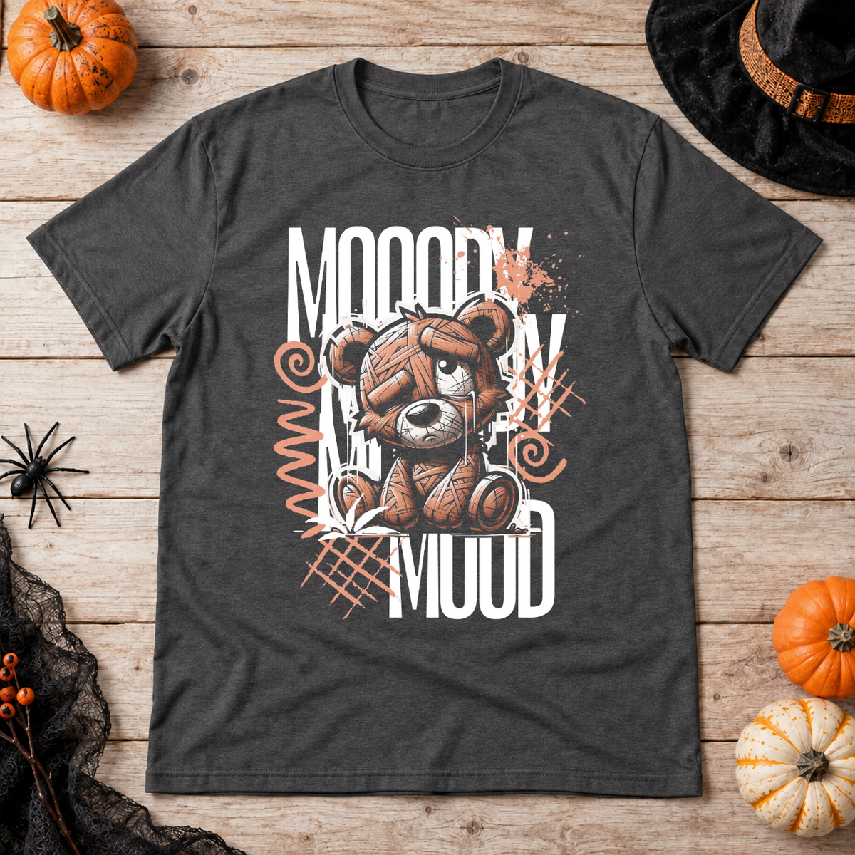 Mooody Mood T-Shirt – Dark Editorial Graphic Design Graphic Tee - Color: dark heather