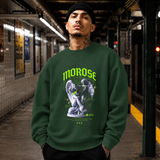 Morose Desires Statue Sweatshirt – Religious Imagery Collage Graphic Sweatshirt - Color: forest green