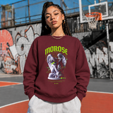 Morose Desires Statue Sweatshirt – Religious Imagery Collage Graphic Sweatshirt - Color: maroon