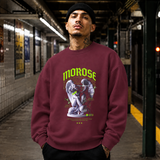 Morose Desires Statue Sweatshirt – Religious Imagery Collage Graphic Sweatshirt - Color: maroon
