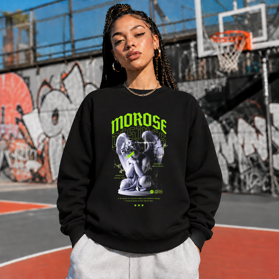 Morose Desires Statue T-Shirt – Religious Imagery Collage Graphic Tee - Color: black