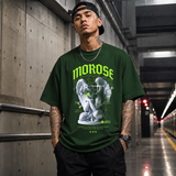 Morose Desires Statue T-Shirt – Religious Imagery Collage Graphic Tee - Color: Forest Green