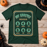 My Ghastly Moods - Humor Ghost T-Shirt – Skull & Reaper Gothic Graphic Graphic Tee - Color: forest green
