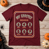 My Ghastly Moods - Humor Ghost T-Shirt – Skull & Reaper Gothic Graphic Graphic Tee - Color: maroon