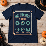 My Ghastly Moods - Humor Ghost T-Shirt – Skull & Reaper Gothic Graphic Graphic Tee - Color: navy