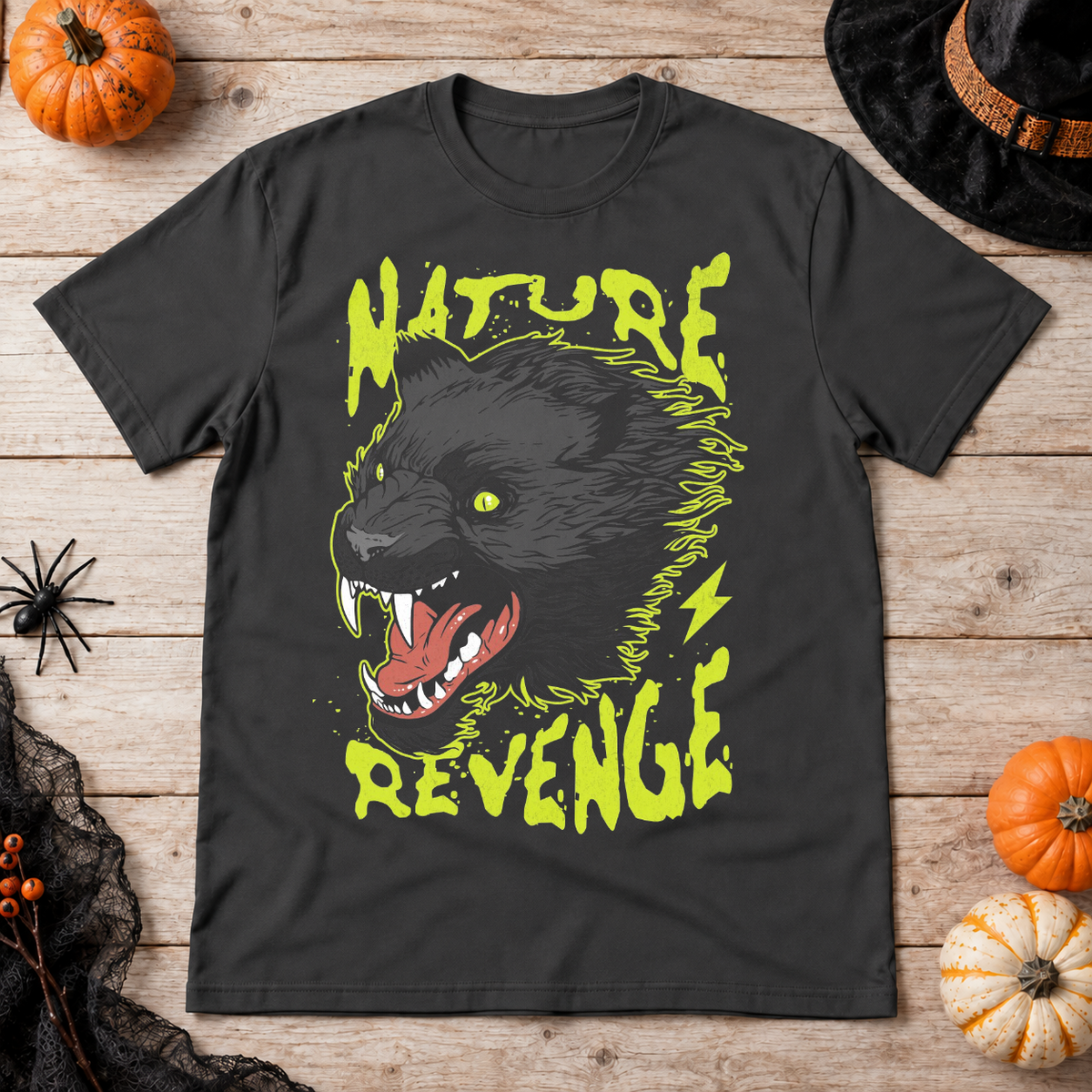 Nature Revenge T-Shirt – Dark Editorial Graphic Design Graphic Tee - Color: charcoal